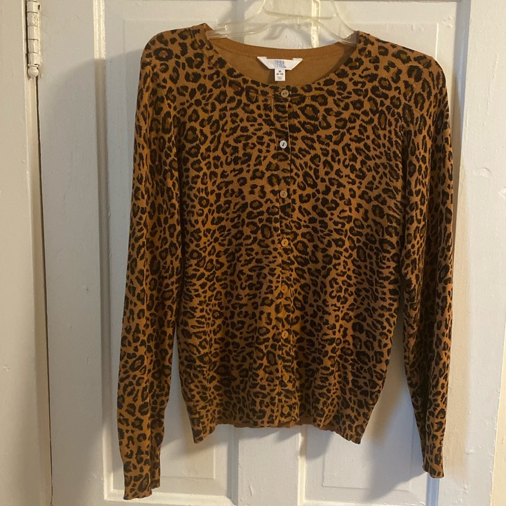 Time and Tru Leopard Print Cardigan size medium